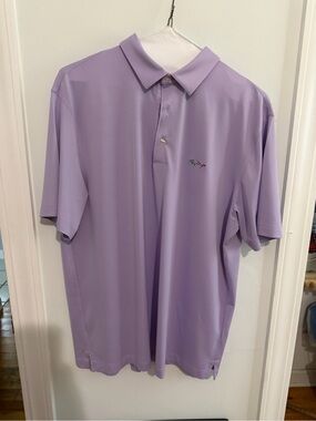 Greg Norman Collection Lavender Polo Shirt with Small Embroidered Shark Logo